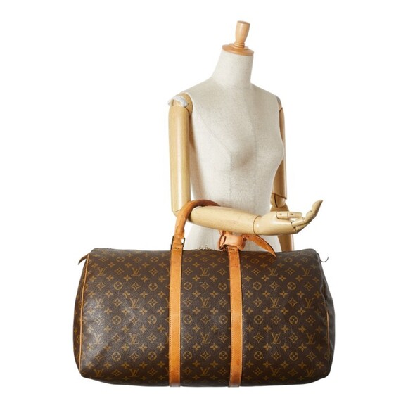 LOUIS VUITTON Brown Monogram Leather Keepall 55 Boston Bag